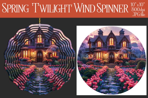 Spring Twilight Wind Spinner Sublimation | Spring Garden Wind Spinner | Spring Spinner | Sublimation Wind Spinner | Wind Spinner Design