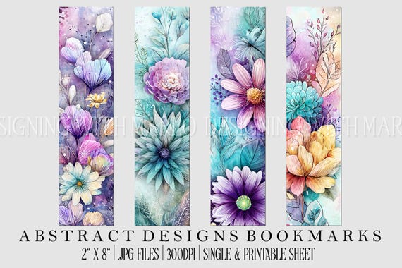 Abstract Style 2x8 Bookmark, Printable Bookmark, Feminine Bookmark, Printable, JPG Bookmark, Gift for Avid Reader, Book Lover, Librarian