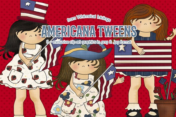 Americana Tween Pals - Whimsical Inklings Exclusive Clip Art