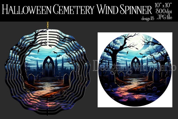 Halloween Wind Spinner Sublimation | Halloween Cemetery Wind Spinner | Graveyard Spinner | Sublimation Wind Spinner | Spinner Design