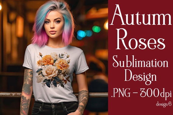 Autumn Roses PNG Design | Sublimation Autumn Flowers | Autumn Season | Fall Season | Flowers | Autumn Flower | Fall Roses | Watercolor Roses