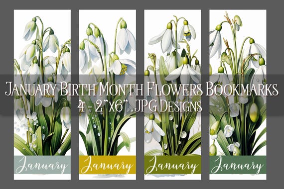 January Bookmark, Snowdrop Printable Bookmark, Winter Bookmark, Printable, Floral Bookmark, Sublimation, January Birthday Gift Idea