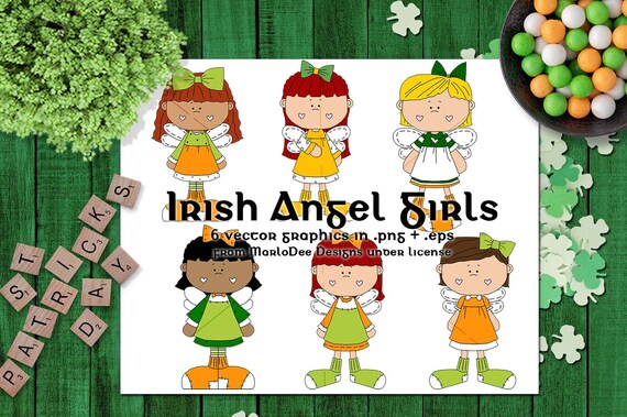 Irish Angel Girls - St. Patrick's Day Vectors from MarloDee Designs