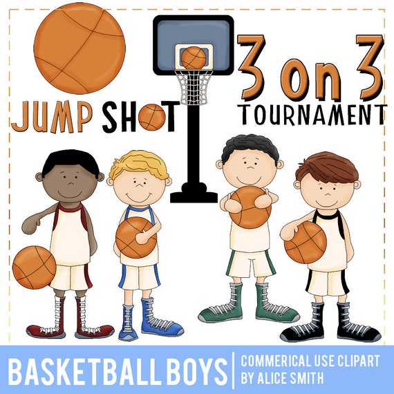 Boys & Girls Basketball Clip Art - Boys Playing Basketball - Girls Playing Basketball - Basketball - Basketball Hoop - Jump Shot -