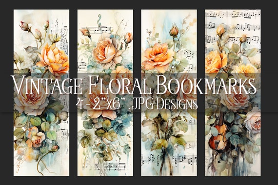 Vintage Floral Printable Bookmark, Floral Bookmark, Flower Bookmark, Printable Bookmark, JPG Bookmark, Sublimation, Print Your Own Bookmark