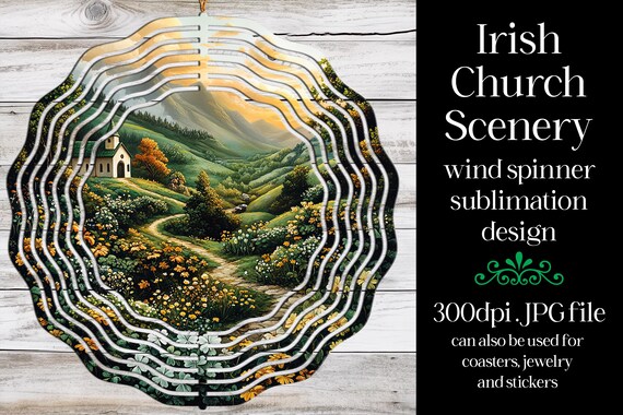 St Patrick's Day Wind Spinner | Irish Church Wind Spinner |Sublimation St Patrick's Day | Irish Wind Spinner | Sublimation Wind Spinner | w5
