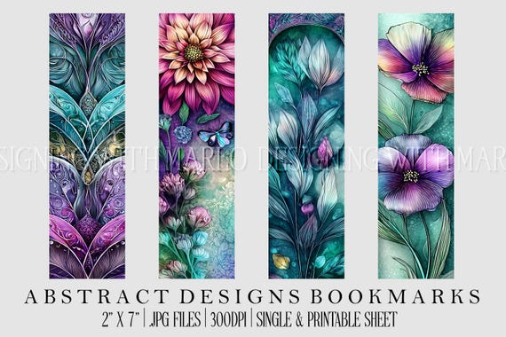 Abstract Style 2x7 Bookmark, Printable Bookmark, Feminine Bookmark, Printable, JPG Bookmark, Gift for Avid Reader, Book Lover, Librarian