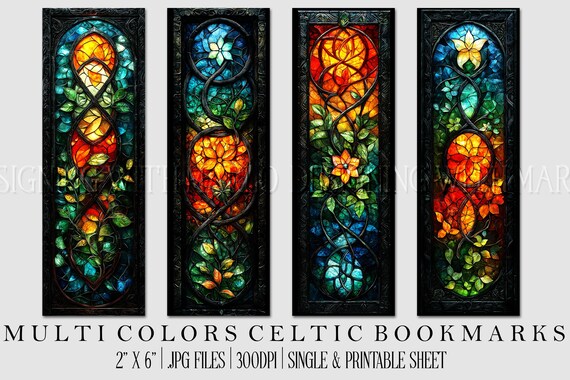 Irish Celtic Printable Bookmark, Irish Bookmark, Celtic Bookmark, Printable, JPG Bookmark, St Patrick's Day, Fantasy Bookmark, Multi-Color