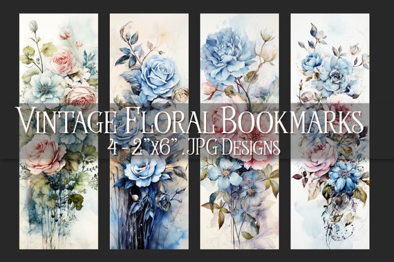 Vintage Floral Printable Bookmark, Floral Bookmark, Flower Bookmark, Printable Bookmark, JPG Bookmark, Sublimation, Print Your Own Bookmark