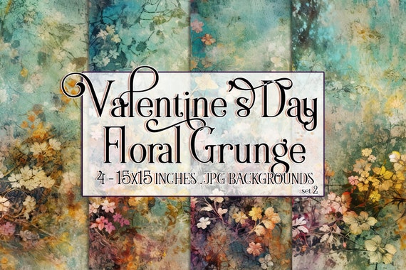Valentine's Day, Romantic Valentine, Grunge Valentine, Valentine Background, Flowers, Valentine Paper, 15x15 Floral Scrapbook Background
