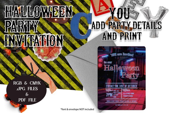 Scary Space Station - Printable Halloween Party Invitation