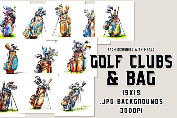 Golf Clubs Watercolor 15x15 Backgrounds, Watercolor Papers, Watercolor Backgrounds, Scrapbook Papers, Father's Day Papers, Father's Day