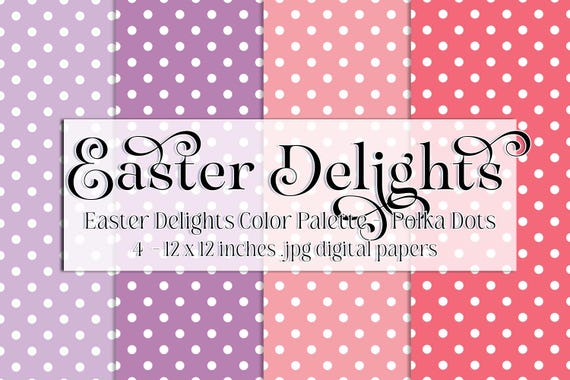 Easter Paper | Easter Scrapbook Paper | Digital Scrapbook Paper | Polka Dot | Easter Polka Dot | Easter Colors | Spring Polka Dot Papers
