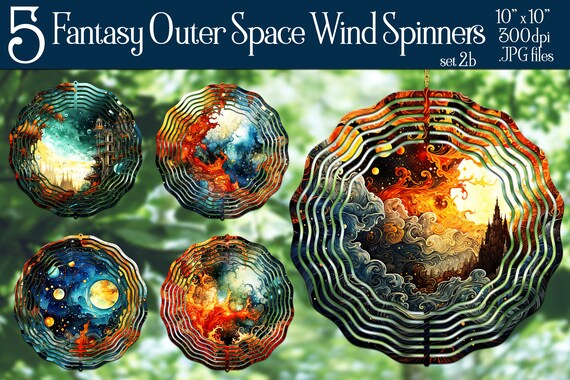 Fantasy Outer Space Wind Spinner Sublimation | Space Wind Spinners | Fantasy Wind Spinner | Sublimation Wind Spinners | 5 Wind Spinners