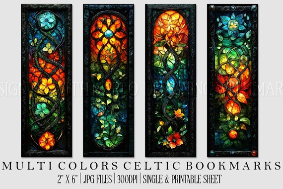 Irish Celtic Printable Bookmark, Irish Bookmark, Celtic Bookmark, Printable, JPG Bookmark, St Patrick's Day, Fantasy Bookmark, Multi-Color
