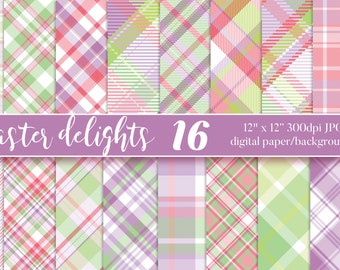 Easter Delights Plaids | 12x12 | Digital Scrapbook Paper Pack | 300dpi | JPG