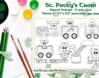 St. Patrick's Day Train - Digital Stamps