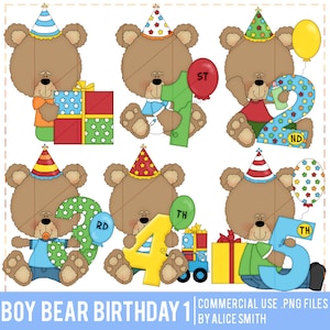 Images clipart anniversaire garçons, ans 1 à 5 ans par Alice Smith