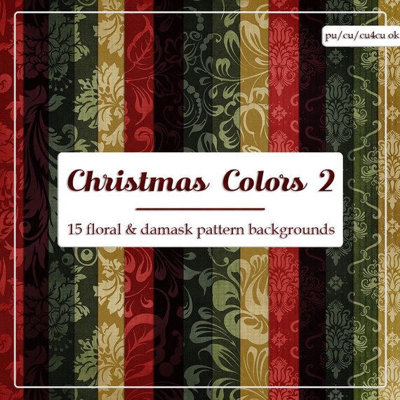 CU4CU Digital Papers | Christmas Colors 2 Damask & Floral Pattern Papers | Digital Designer Tool | Christmas Paper - Scrapbook Paper