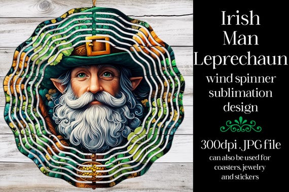 St Patrick's Day Wind Spinner | Irish Leprechaun Spinner |Sublimation St Patrick's Day | Irish Wind Spinner | Sublimation Wind Spinner | w3
