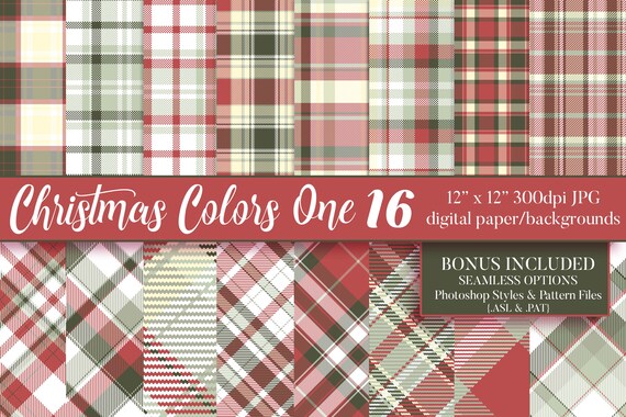 Christmas Colors One 3600x3600 Plaid Backgrounds, Photoshop Seamless Patterns, Seamless Photoshop Styles