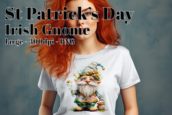 Irish Gnome Clipart, Irish Gnome Sublimation, Gnome Design, Gnome PNG, Gnome Wearing a Sweater, Gnome Illustration, St Patrick's Day Gnome