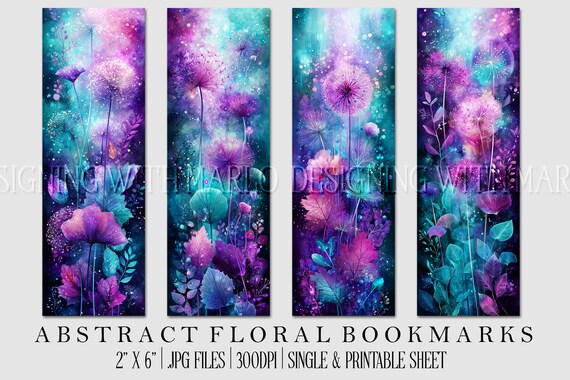 Floral Printable Bookmark, Pretty Bookmark, Feminine Bookmark, Printable, JPG Bookmark, Mother's Day, Grandparent's Day Bookmark, Librarian