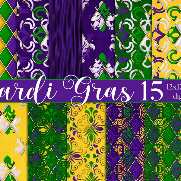 Mardi Gras Paper Pack, Mardi Gras Patterns Paper, Mardi Gras Background, Mardi Gras Digital Papers, Harlequin Pattern, Diamond Pattern, set1