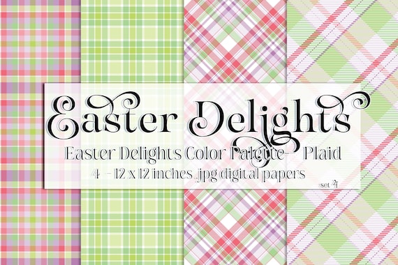 Easter Paper | Easter Scrapbook Paper | Digital Scrapbook Paper | Plaid | Easter Plaid | Easter Colors | Spring Scrapbook | Spring Plaid s4