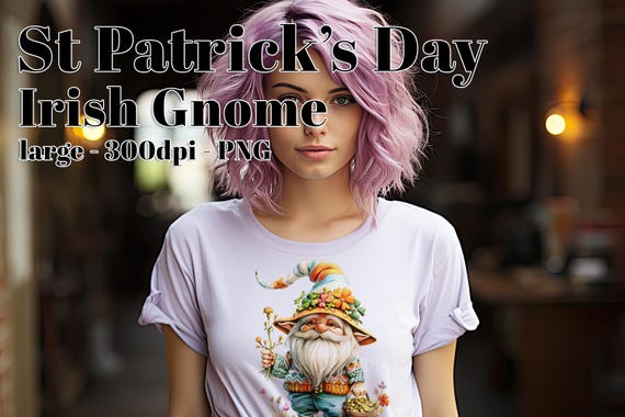 Irish Gnome Clipart, Irish Gnome Sublimation, Gnome Design, Gnome PNG, Gnome Wearing a Sweater, Gnome Illustration, St Patrick's Day Gnome