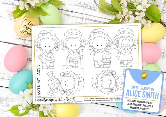 Easter My Ladies (set 2) - Digital Stamps by Alice Smith