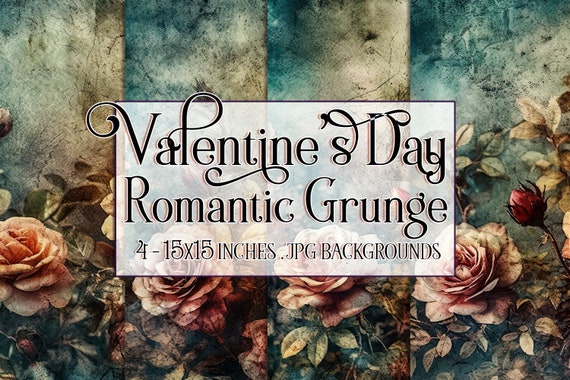 Valentine's Day, Romantic Valentine, Grunge Valentine, Valentine Background, Rose, Dark, Valentine Paper, 15x15 Floral Scrapbook Background
