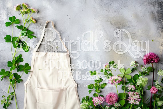 Apron Mockup, St Patrick's Day Mockup, St Patrick's Day Apron Photograph, Mockup Photograph, Mock Up, Apron in Irish Setting, Bakery, Garden
