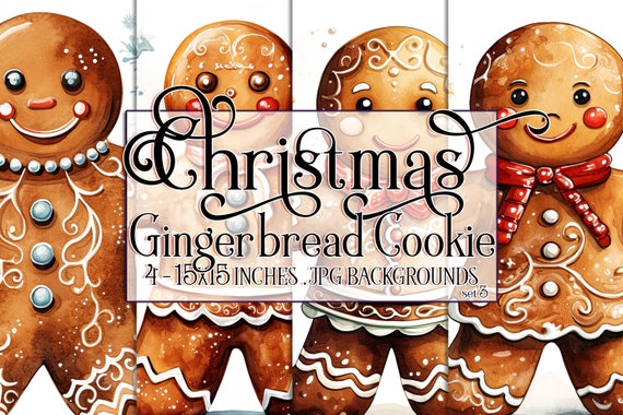 Christmas Gingerbread Cookie Watercolor 15x15 Backgrounds, Christmas Cookie, Cookies, Gingerbread man, Sublimation Gingerbread, Holiday