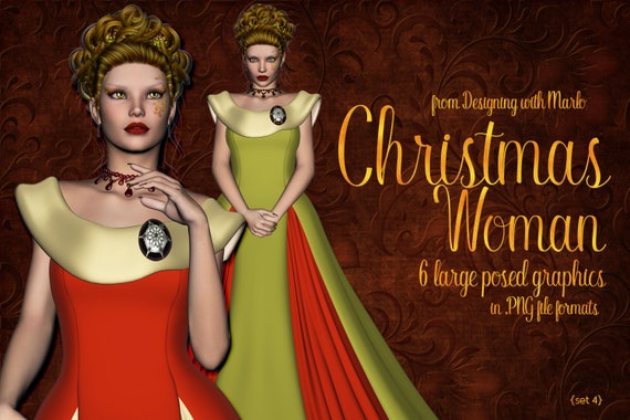 Women in Christmas Dress Graphics