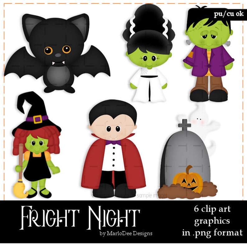 Commercial Use Clip Art Fright Night Halloween Monster - Etsy