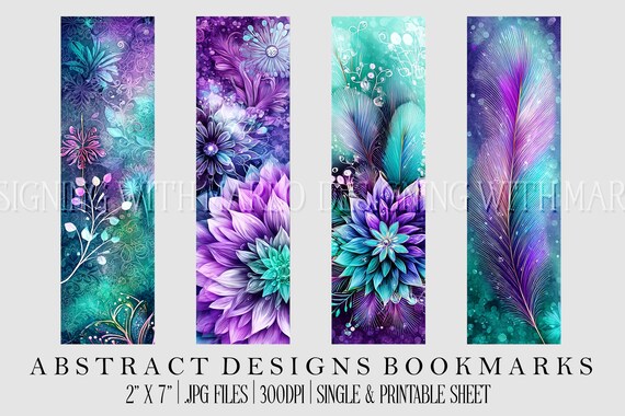 Abstract Style 2x7 Bookmark, Printable Bookmark, Feminine Bookmark, Printable, JPG Bookmark, Gift for Avid Reader, Book Lover, Librarian