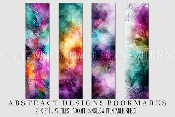 Abstract Style 2x8 Bookmark, Printable Bookmark, Feminine Bookmark, Printable, JPG Bookmark, Gift for Avid Reader, Book Lover, Librarian