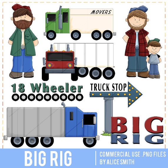 Commercial Use Clip Art Graphics | Big Rig Semi Truck Driver | Alice Smith