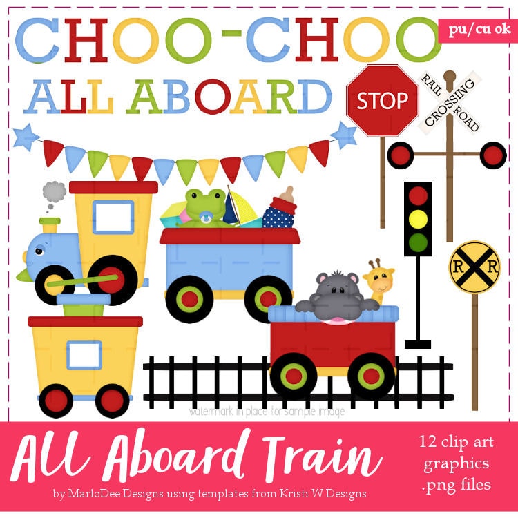 All Aboard the Train Set Clip Art by Marlodee Designs Etsy Australia