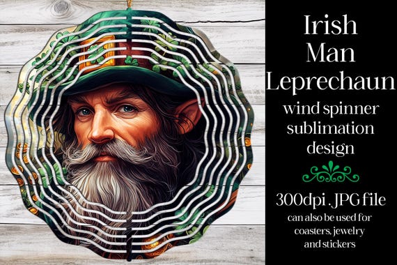 St Patrick's Day Wind Spinner | Irish Leprechaun Spinner |Sublimation St Patrick's Day | Irish Wind Spinner | Sublimation Wind Spinner | w2