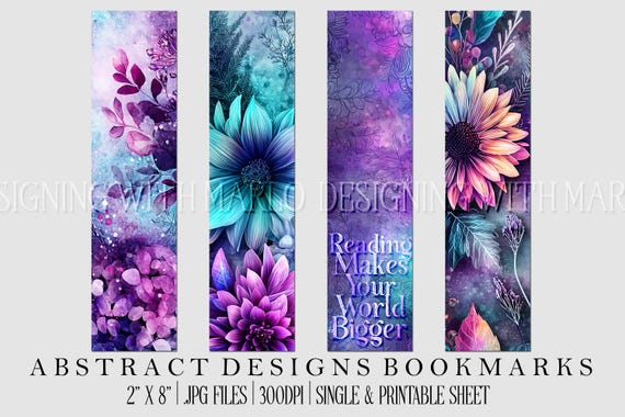 Abstract Style 2x8 Bookmark, Printable Bookmark, Feminine Bookmark, Printable, JPG Bookmark, Gift for Avid Reader, Book Lover, Librarian