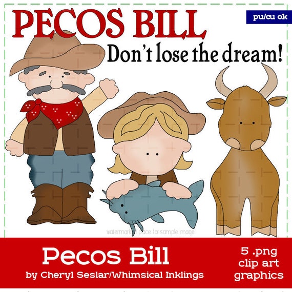 Pecos Bill - Commercial Use History Clip Art Graphics | Whimsical Inklings - Cheryl Seslar