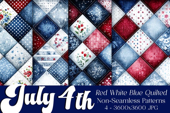 July 4th Quilt-Style Backgrounds, July 4th Backgrounds, Quilted Backgrounds, July 4th Quilt, 4th of July Quilt Non-Seamless Backgrounds