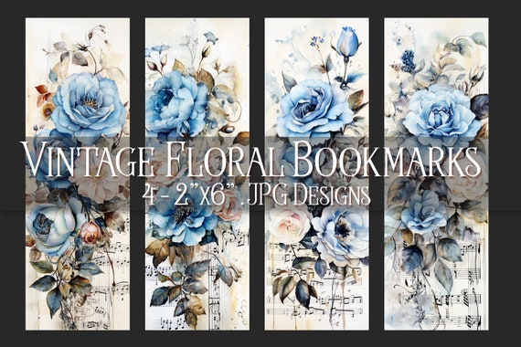 Vintage Floral Printable Bookmark, Floral Bookmark, Flower Bookmark, Printable Bookmark, JPG Bookmark, Sublimation, Print Your Own Bookmark