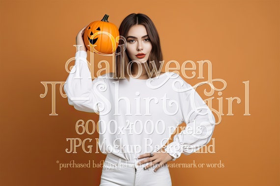 Halloween Mockup | White T-Shirt Mockup | Stock Photo | Gothic Mockup | T-Shirt Mockup | Female Mockup | Woman Mockup | Clothing Mockup