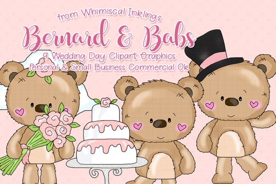 Bernard & Babs - Wedding Day - Whimsical Inklings Clip Art