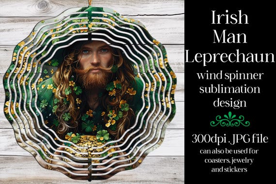 St Patrick's Day Wind Spinner | Irish Leprechaun Spinner |Sublimation St Patrick's Day | Irish Wind Spinner | Sublimation Wind Spinner | w7