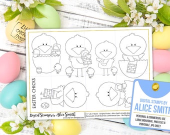 Easter Cute Chicks - Digital Stamps by Alice Smith