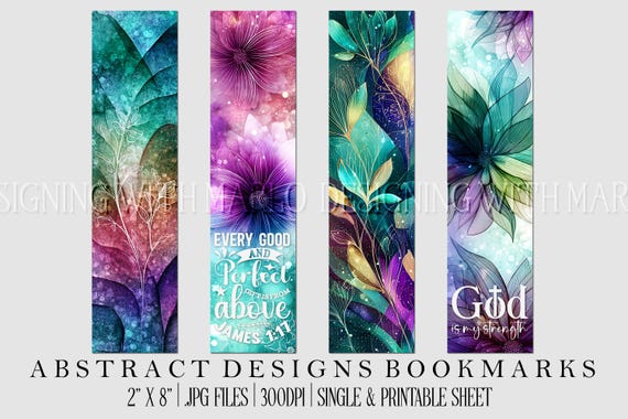 Abstract Style 2x8 Bookmark, Printable Bookmark, Feminine Bookmark, Printable, JPG Bookmark, Gift for Avid Reader, Book Lover, Librarian